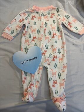 René Rofé - Adorable Pink and White Deer Print Baby Onesie